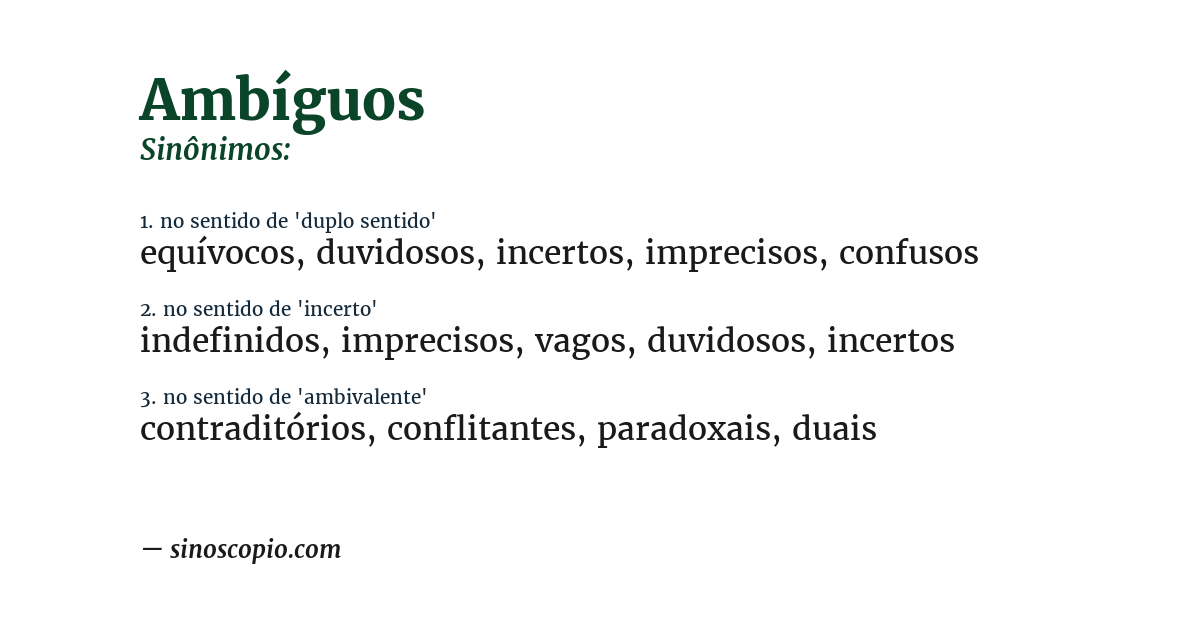 Sinônimo de ambíguos