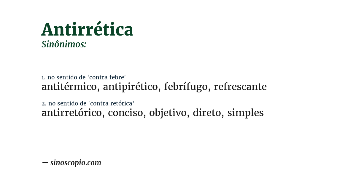 Sinônimo de antirrética