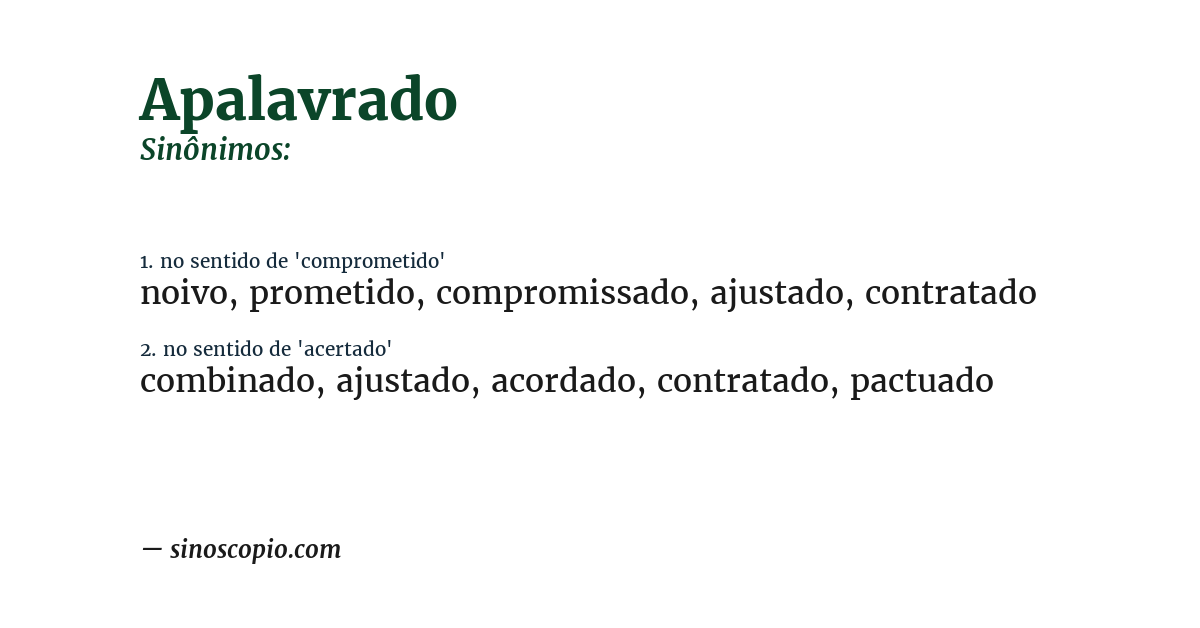 Sinônimo de apalavrado