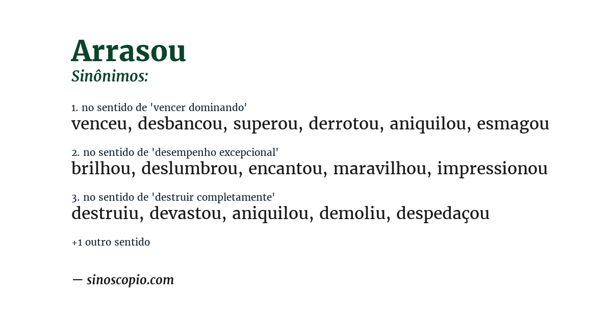 Sinônimo de arrasou