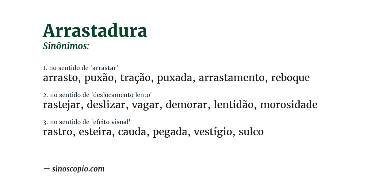 Sinônimo de arrastadura