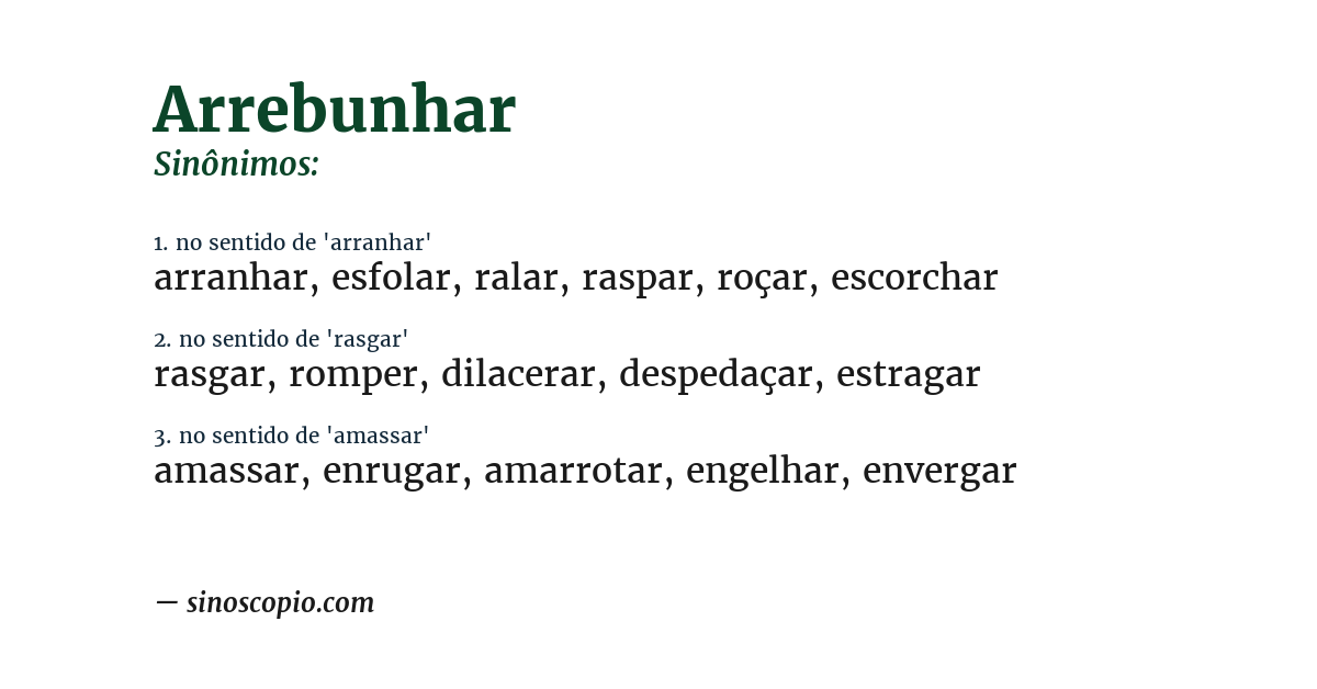Sinônimo de arrebunhar