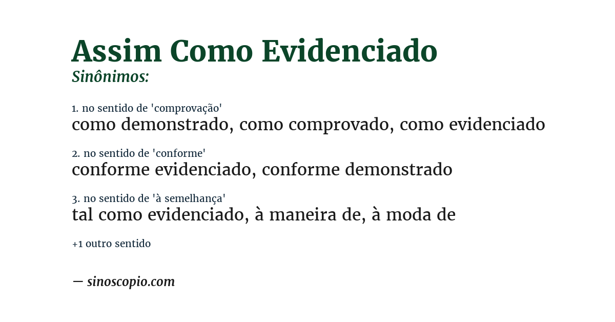Sinônimo de assim como evidenciado