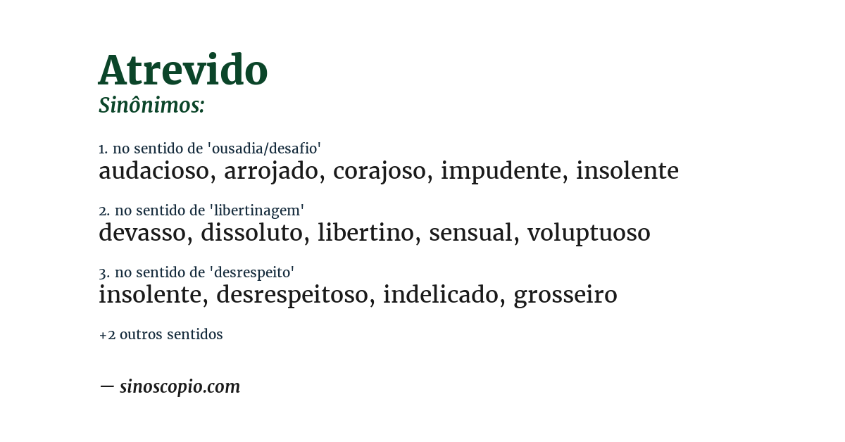 Sinônimo de atrevido