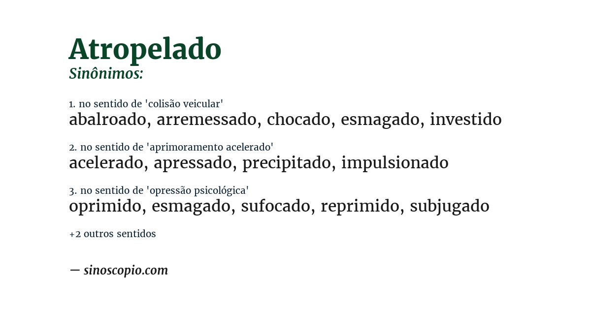 Sinônimo de atropelado