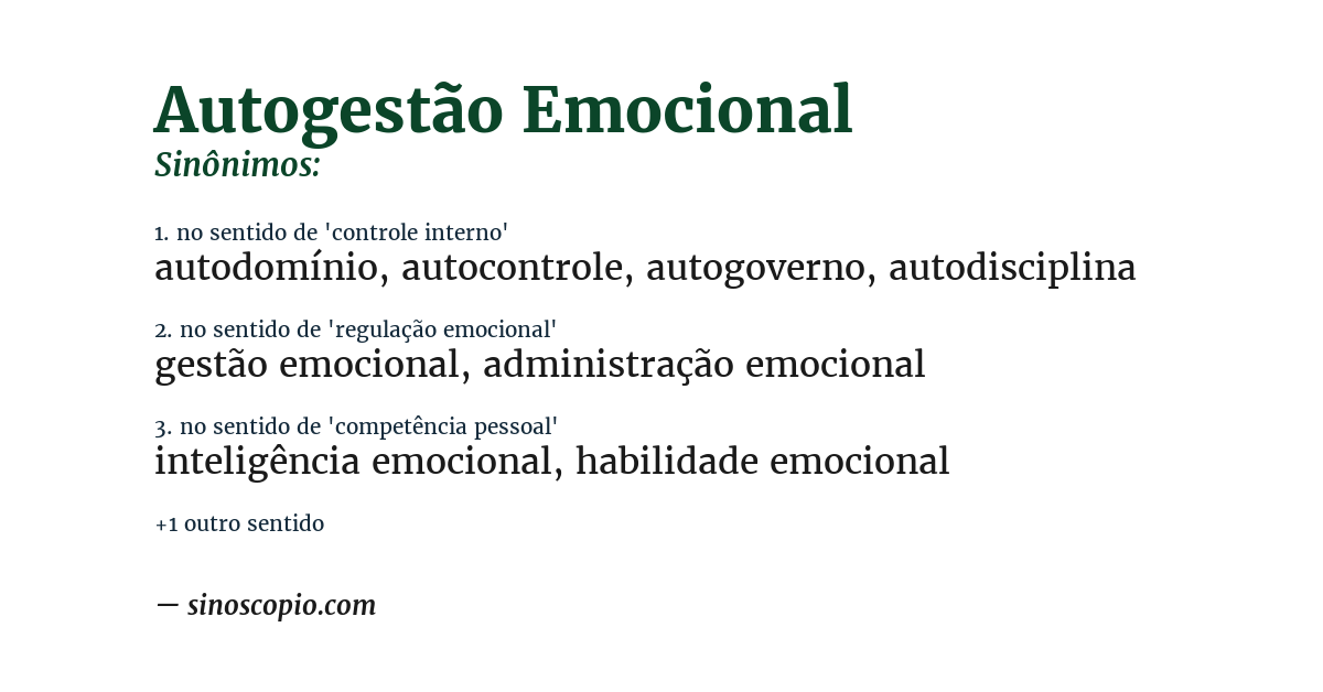 Sinônimo de autogestão emocional