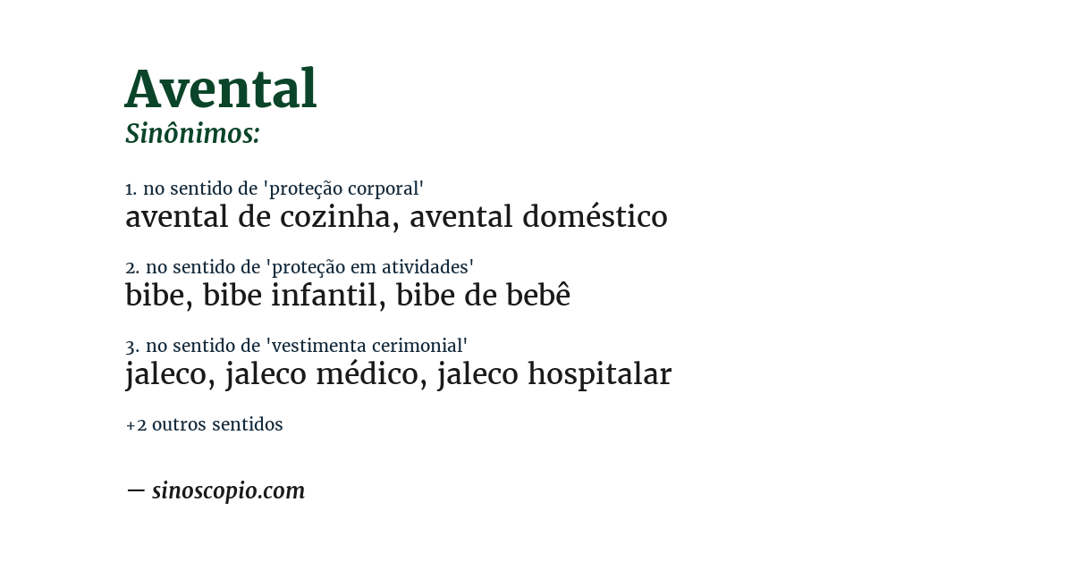 Sinônimo de avental