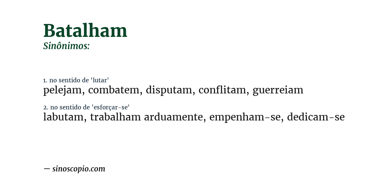 Sinônimo de batalham