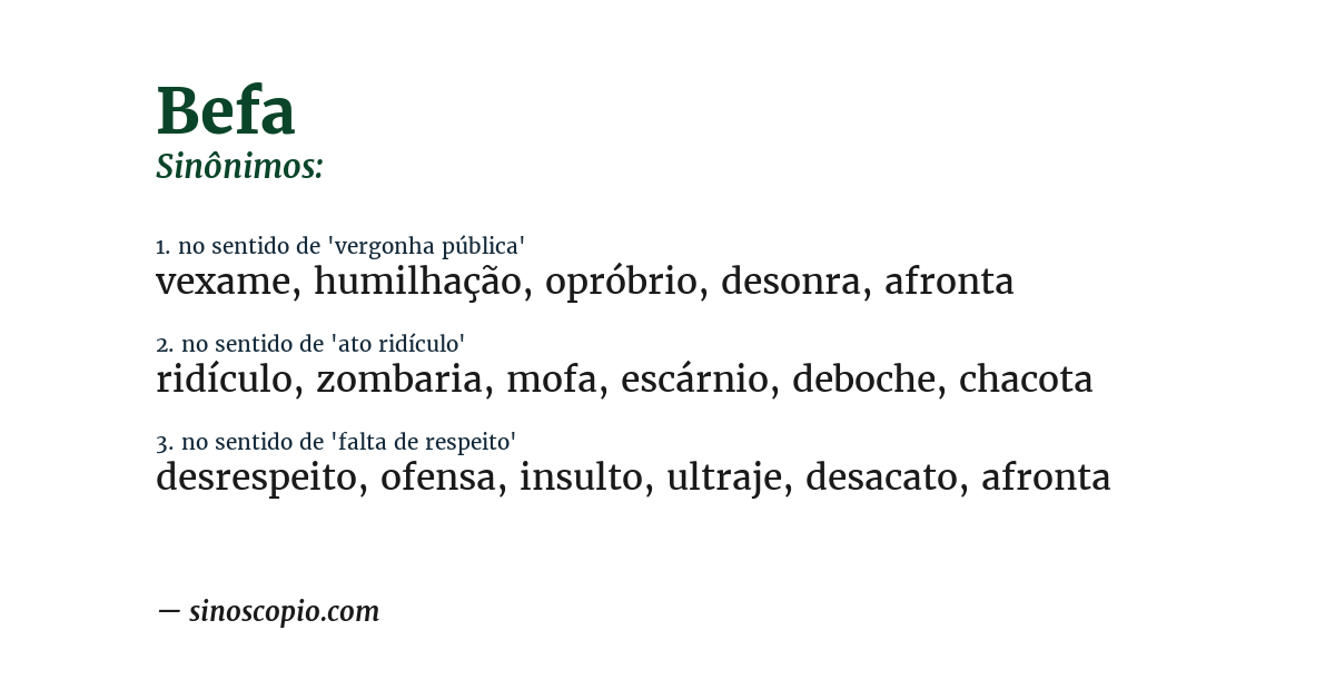 Sinônimo de befa