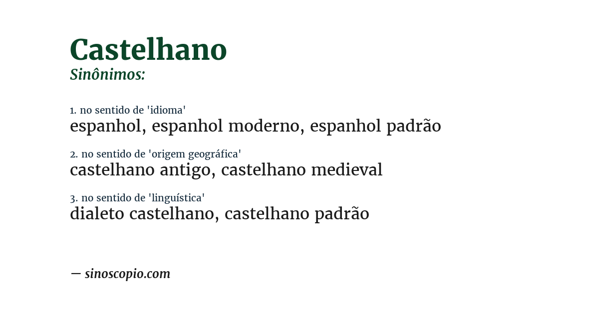 Sinônimo de castelhano