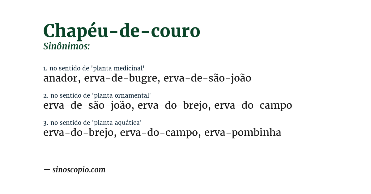Sinônimo de chapéu-de-couro