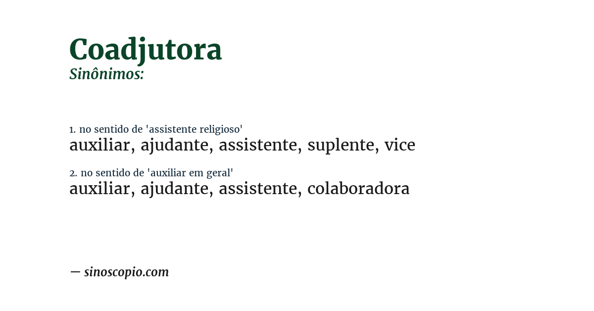 Sinônimo de coadjutora