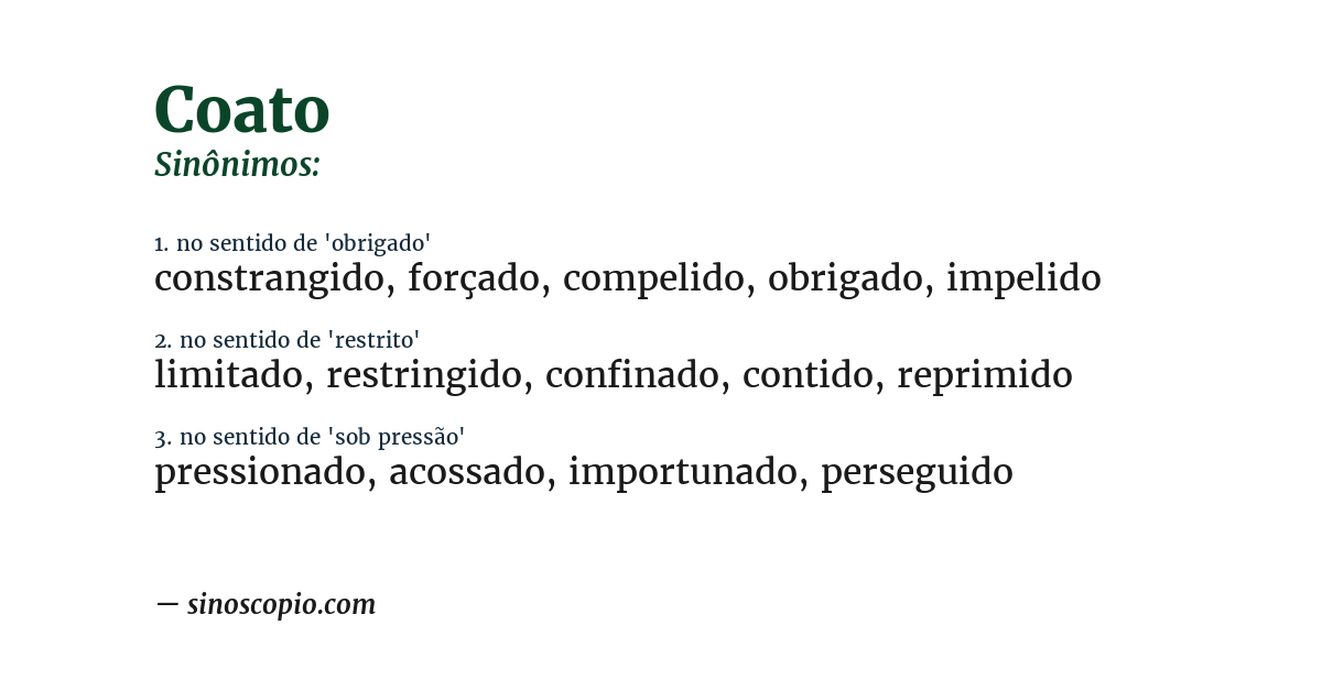 Sinônimo de coato