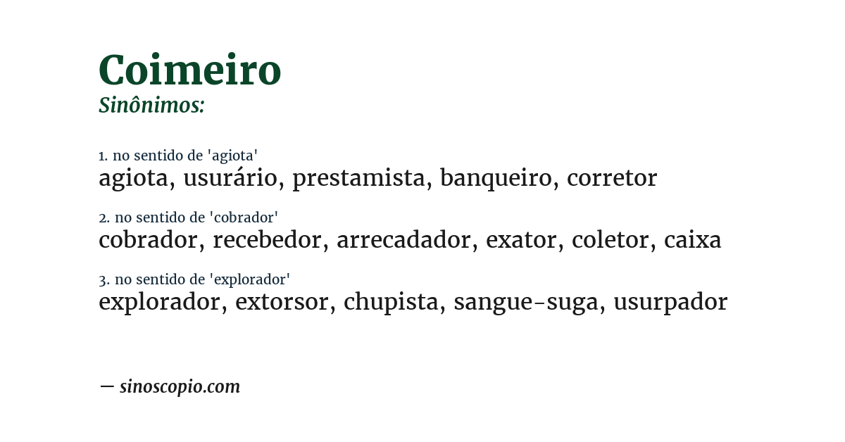 Sinônimo de coimeiro