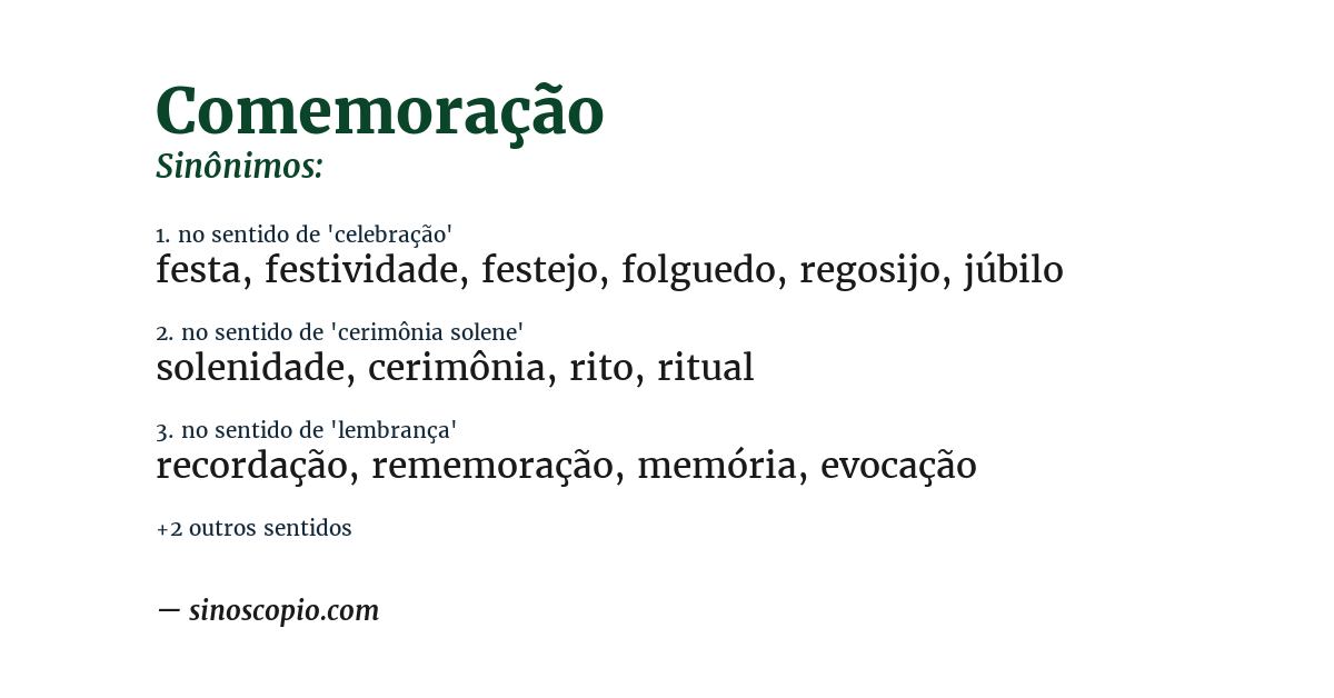 Sinônimo de comemoração