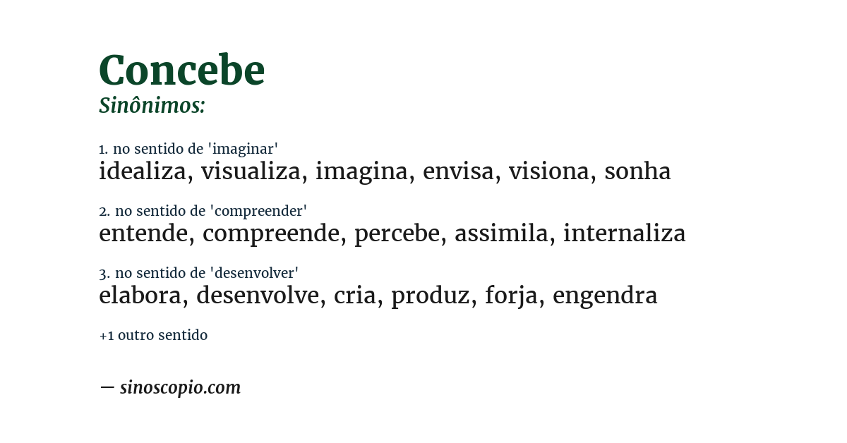 Sinônimo de concebe