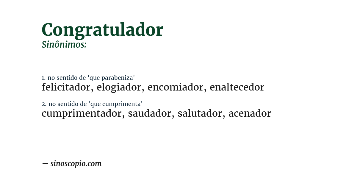 Sinônimo de congratulador