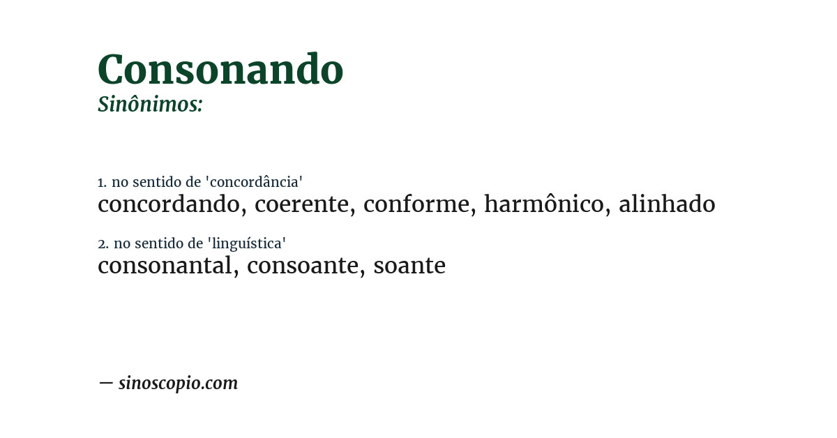 Sinônimo de consonando