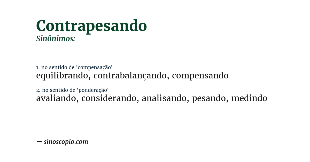Sinônimo de contrapesando