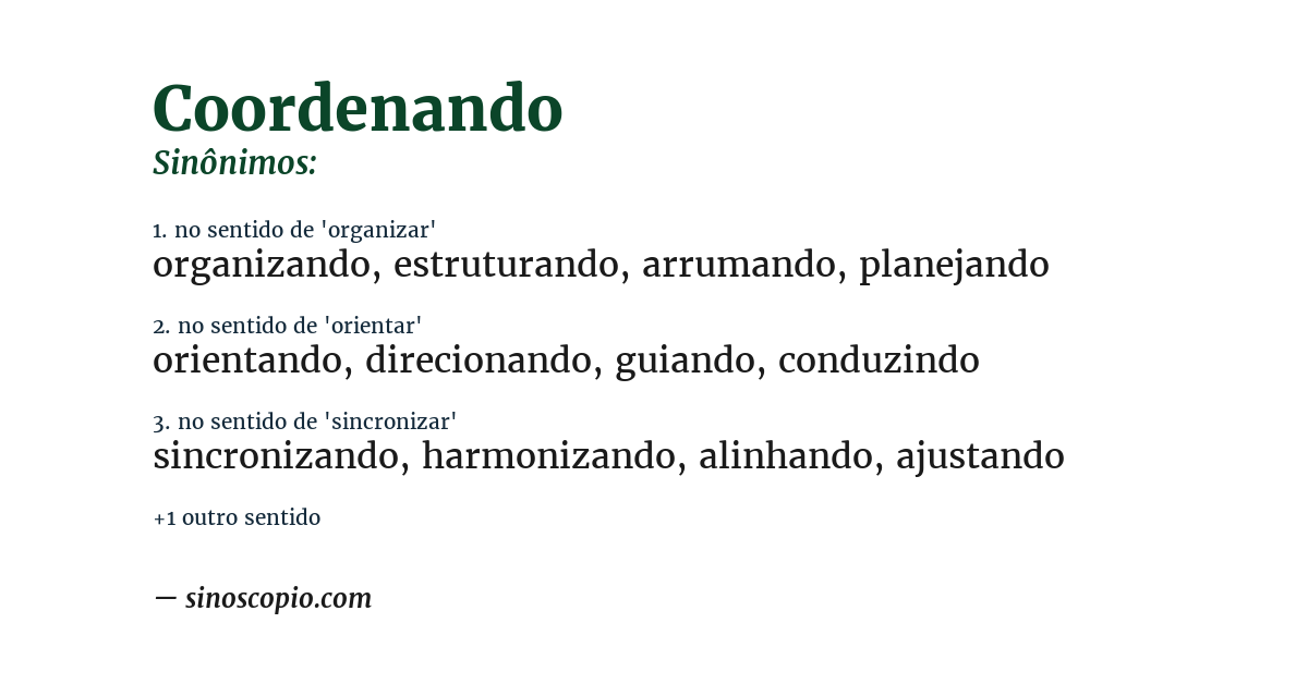 Sinônimo de coordenando