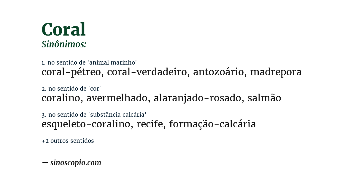 Sinônimo de coral