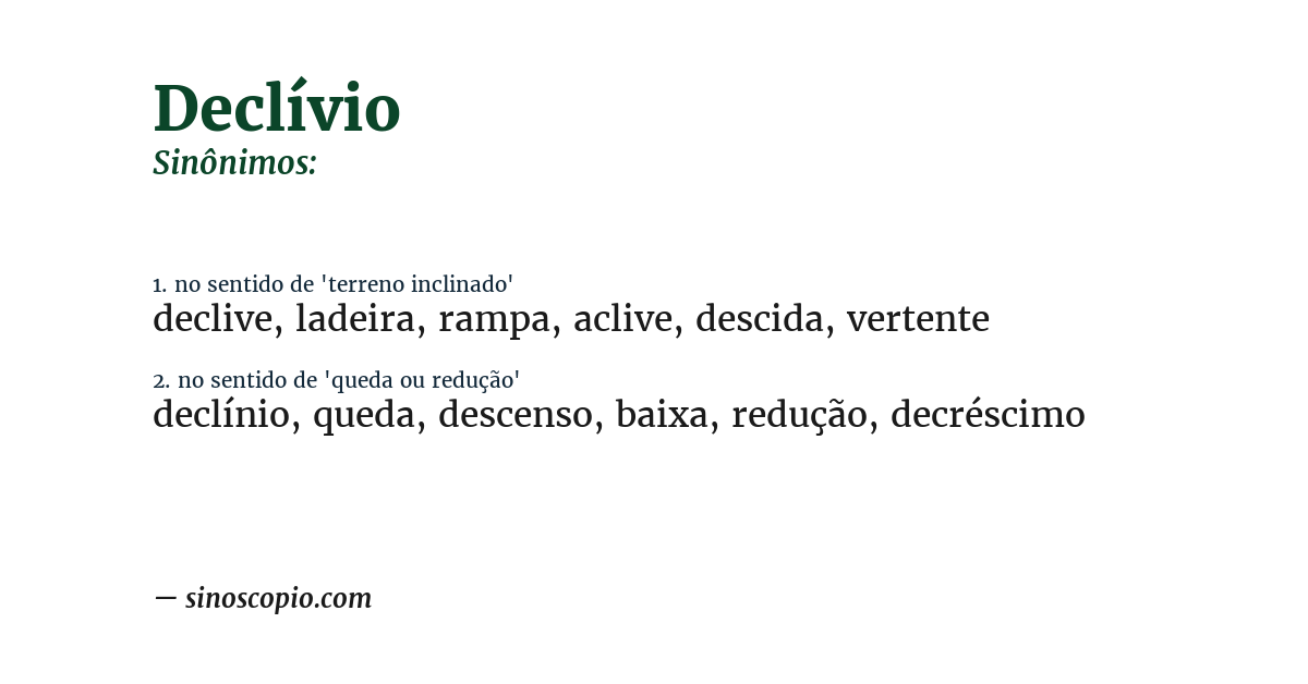 Sinônimo de declívio