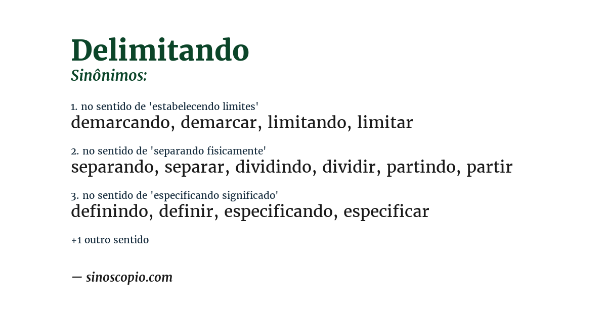 Sinônimo de delimitando