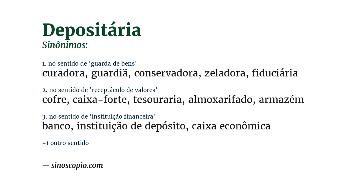 Sinônimo de depositária