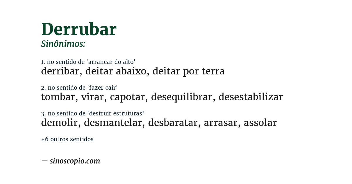 Sinônimo de derrubar