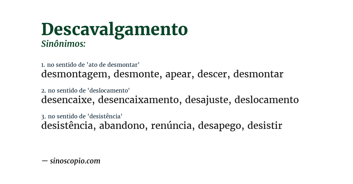 Sinônimo de descavalgamento
