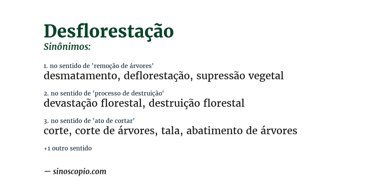 Sinônimo de desflorestação