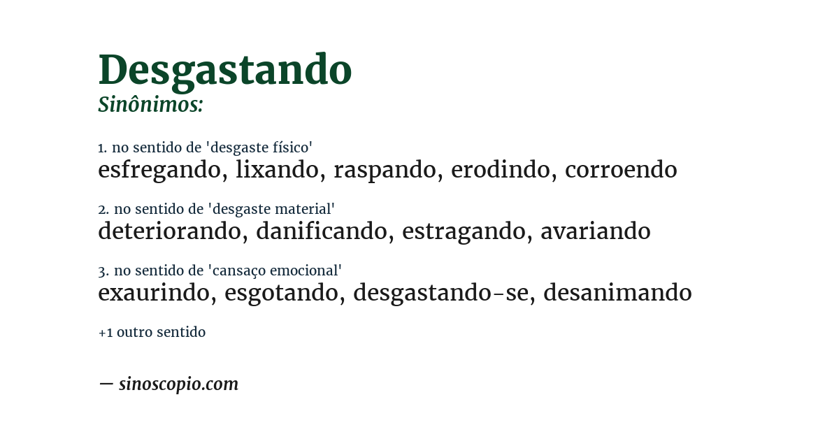 Sinônimo de desgastando