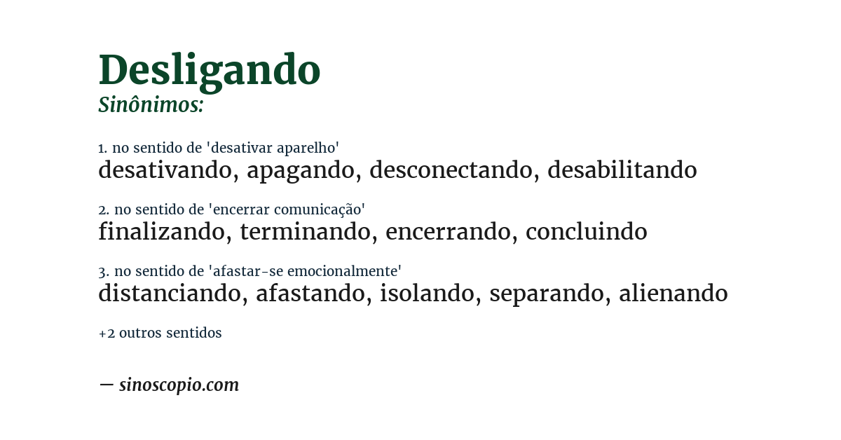Sinônimo de desligando