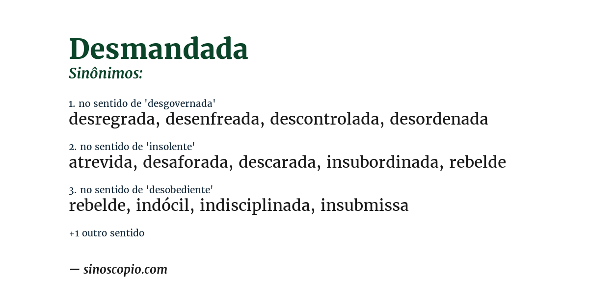 Sinônimo de desmandada