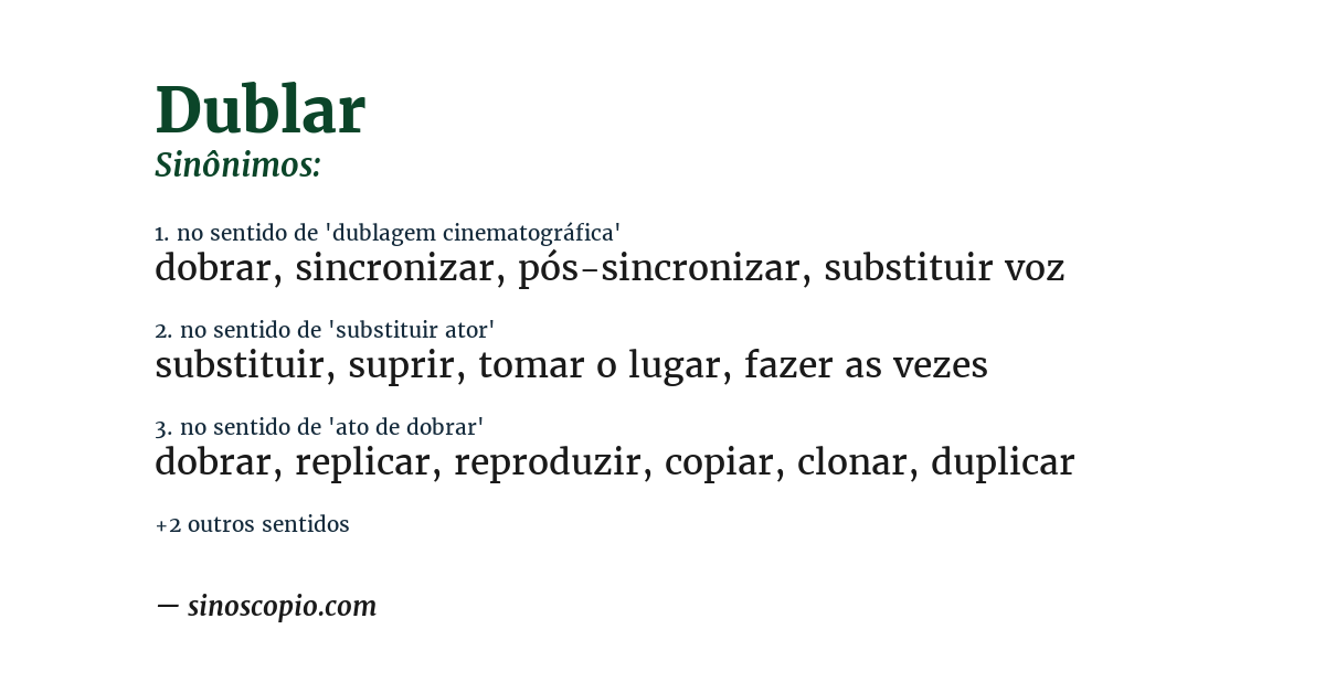 Sinônimo de dublar
