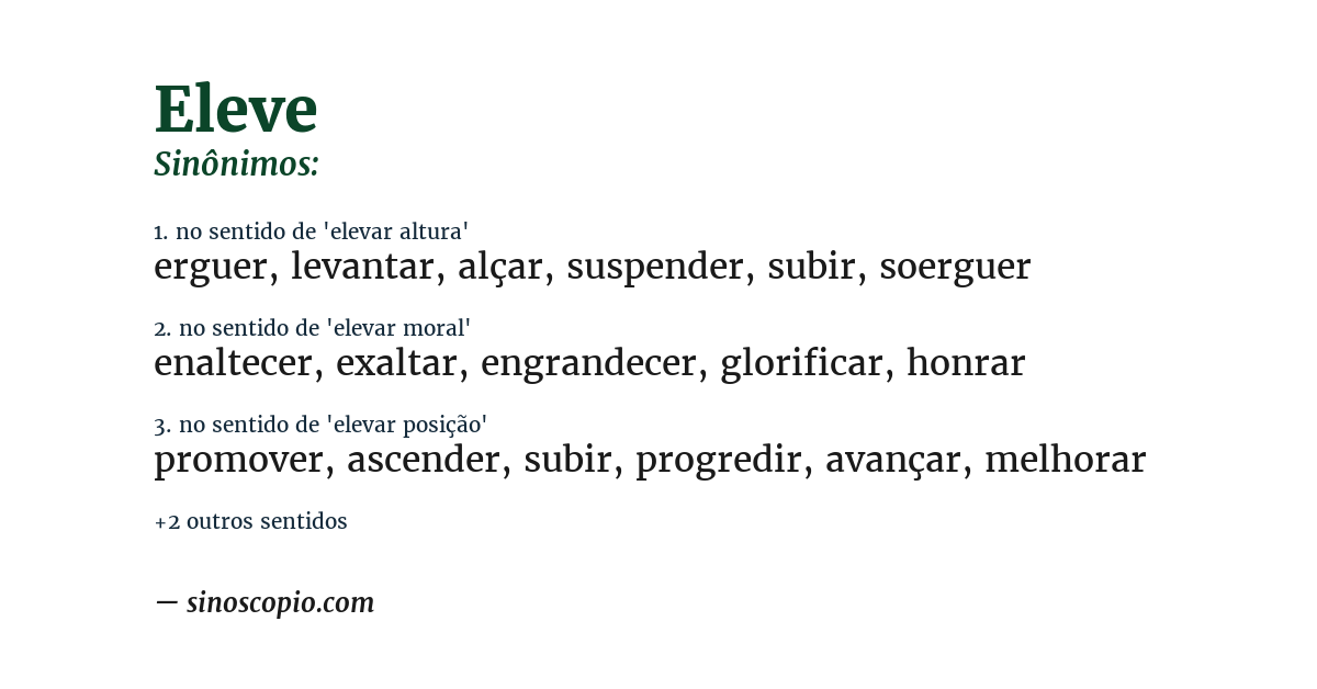 Sinônimo de eleve