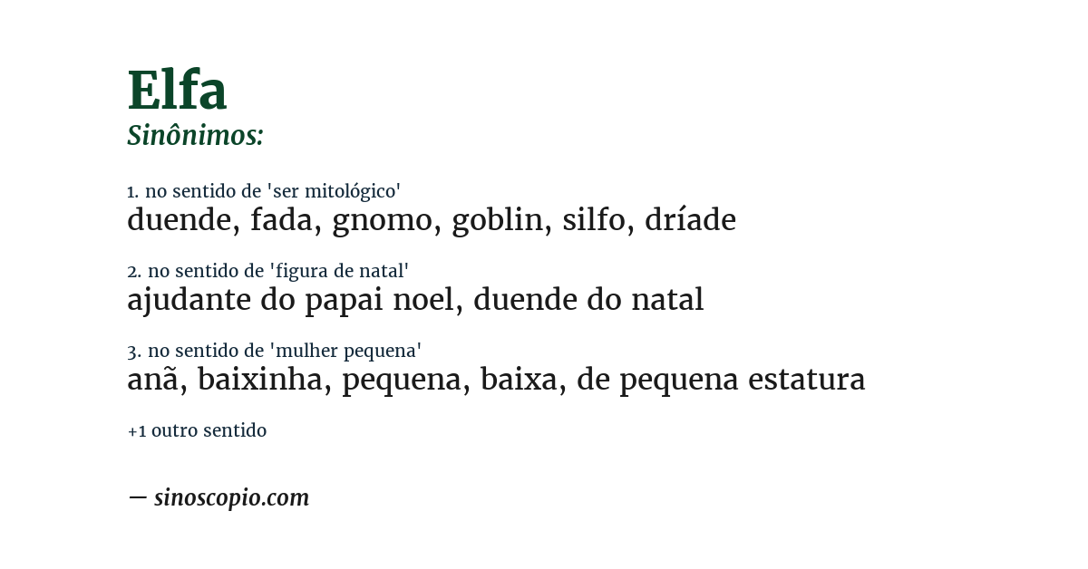 Sinônimo de elfa