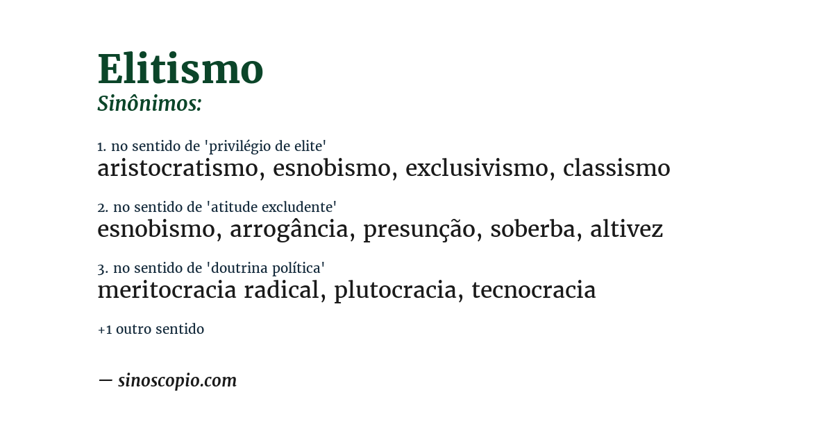 Sinônimo de elitismo
