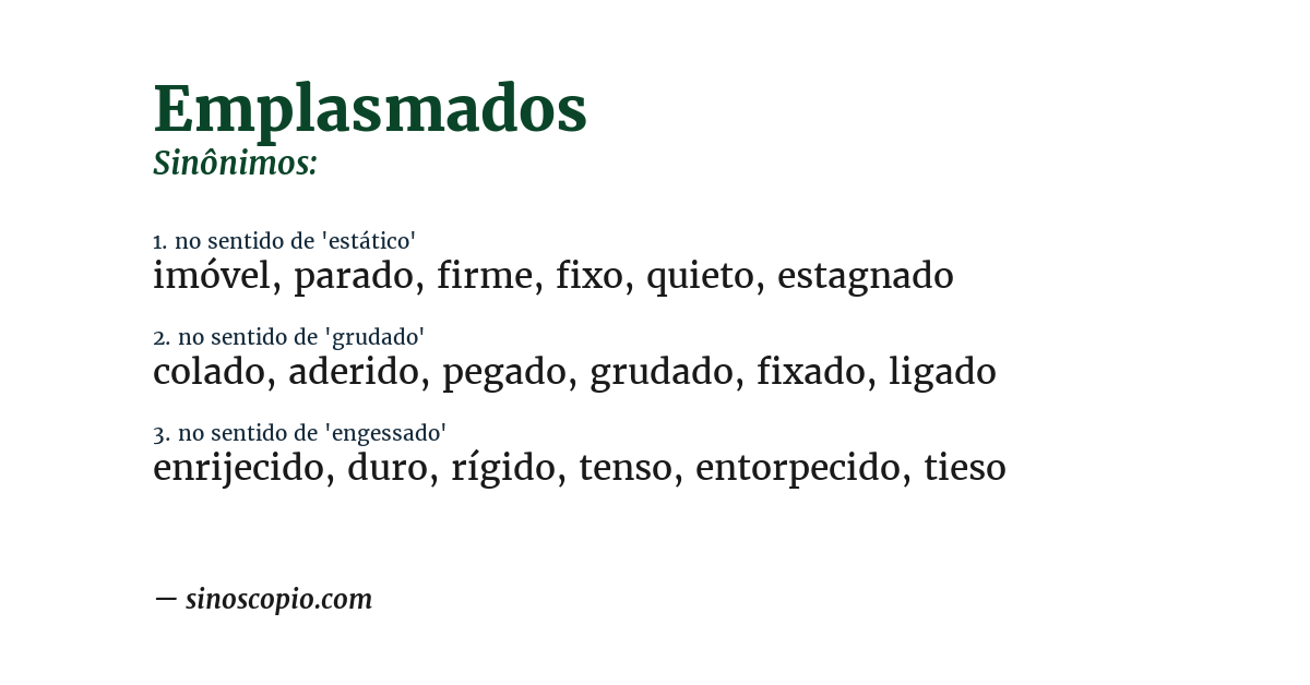 Sinônimo de emplasmados