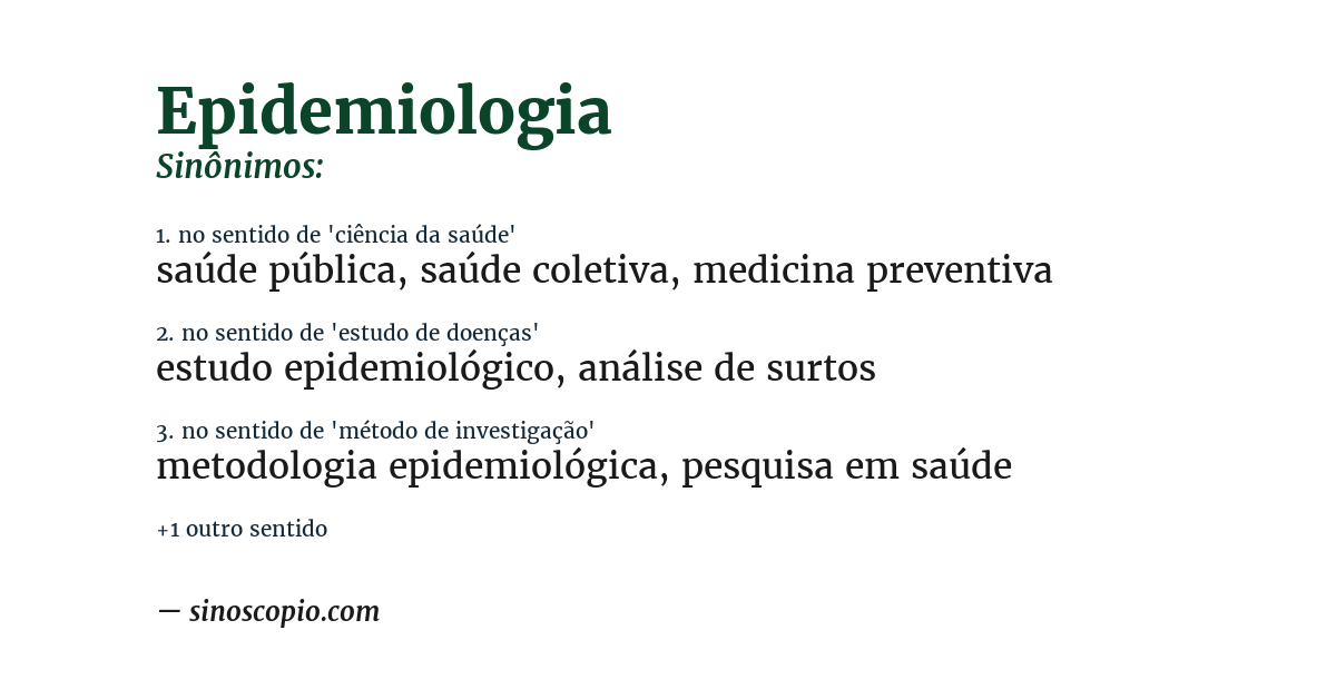 Sinônimo de epidemiologia