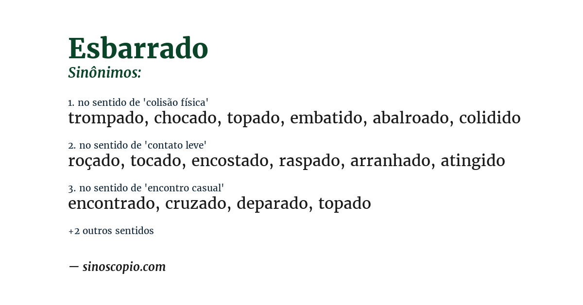 Sinônimo de esbarrado