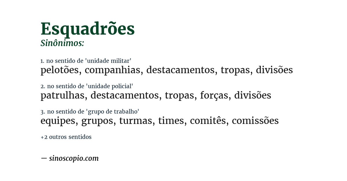 Sinônimo de esquadrões