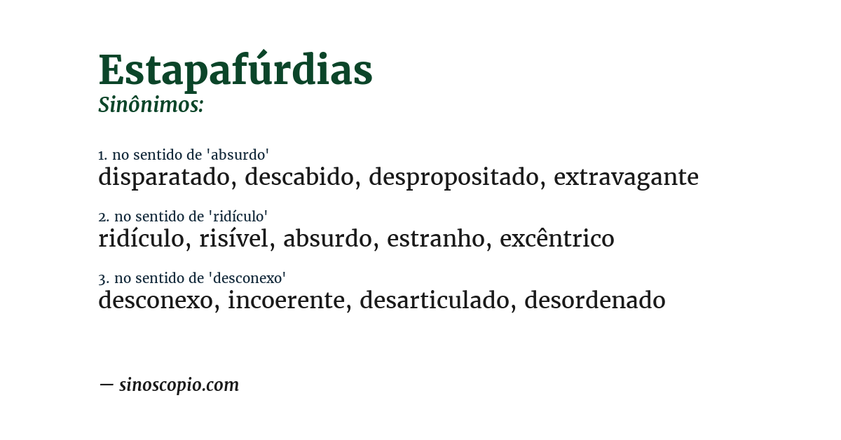 Sinônimo de estapafúrdias