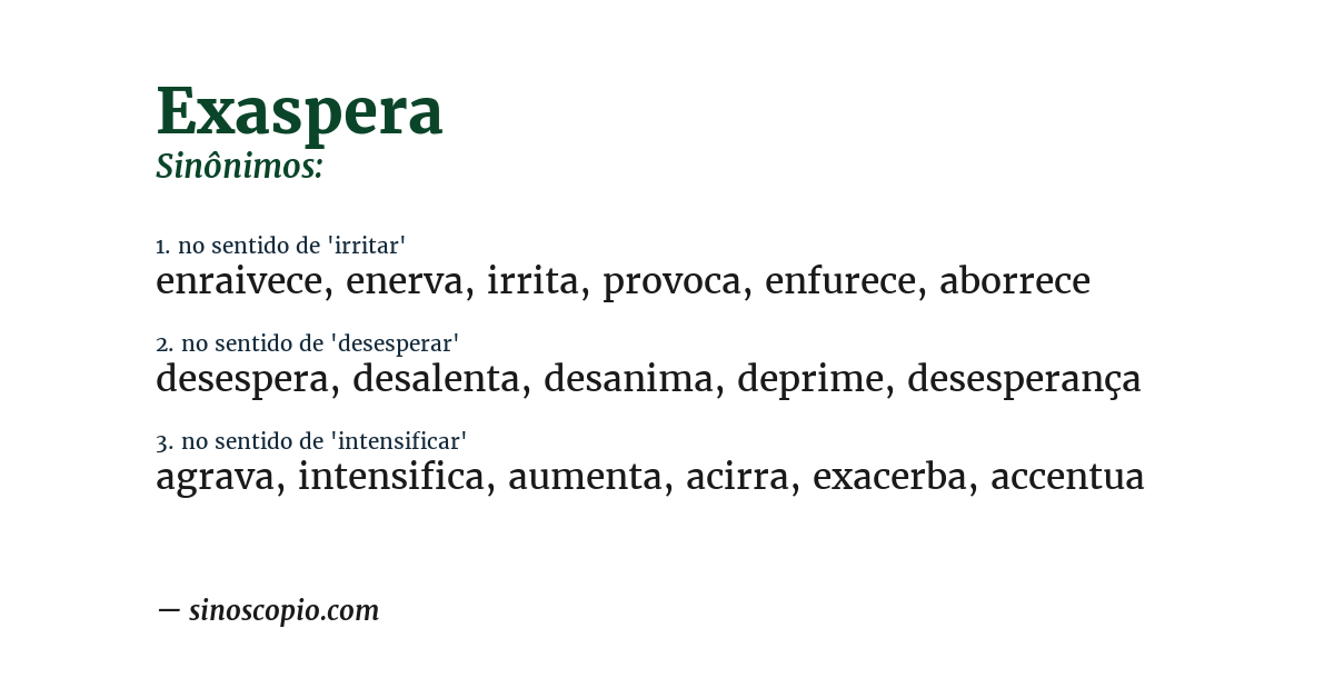 Sinônimo de exaspera