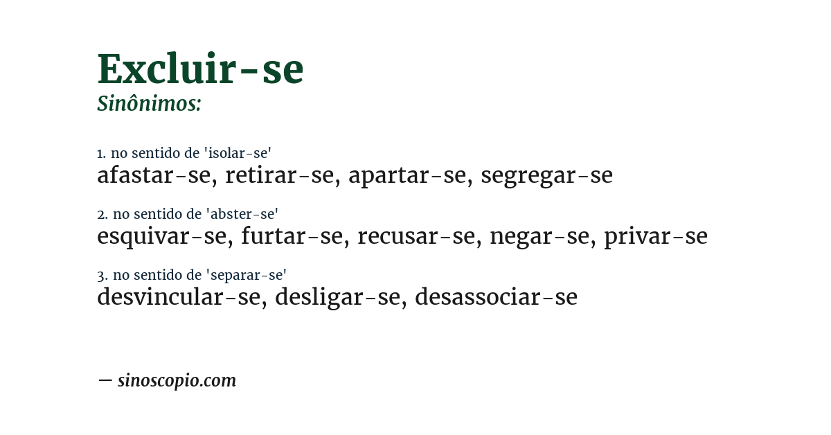 Sinônimo de excluir-se