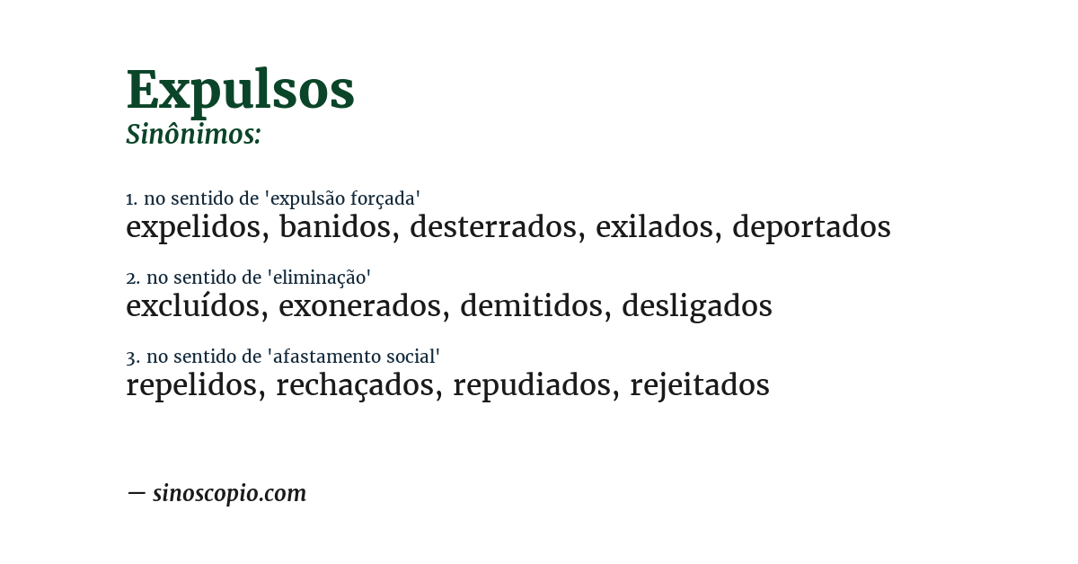 Sinônimo de expulsos