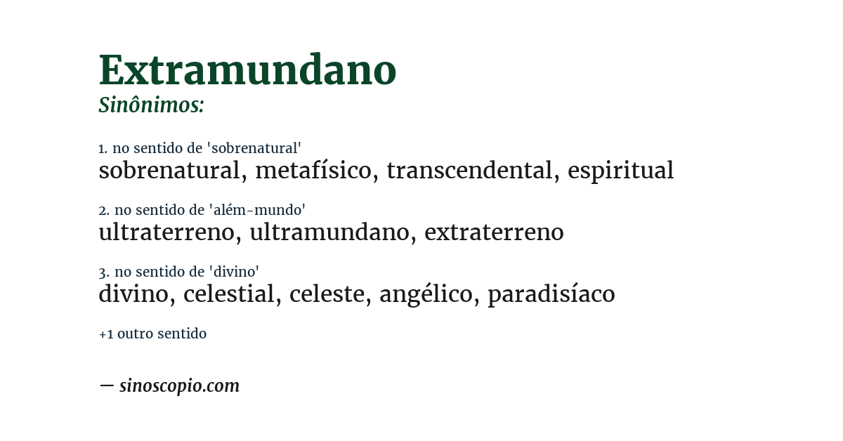 Sinônimo de extramundano