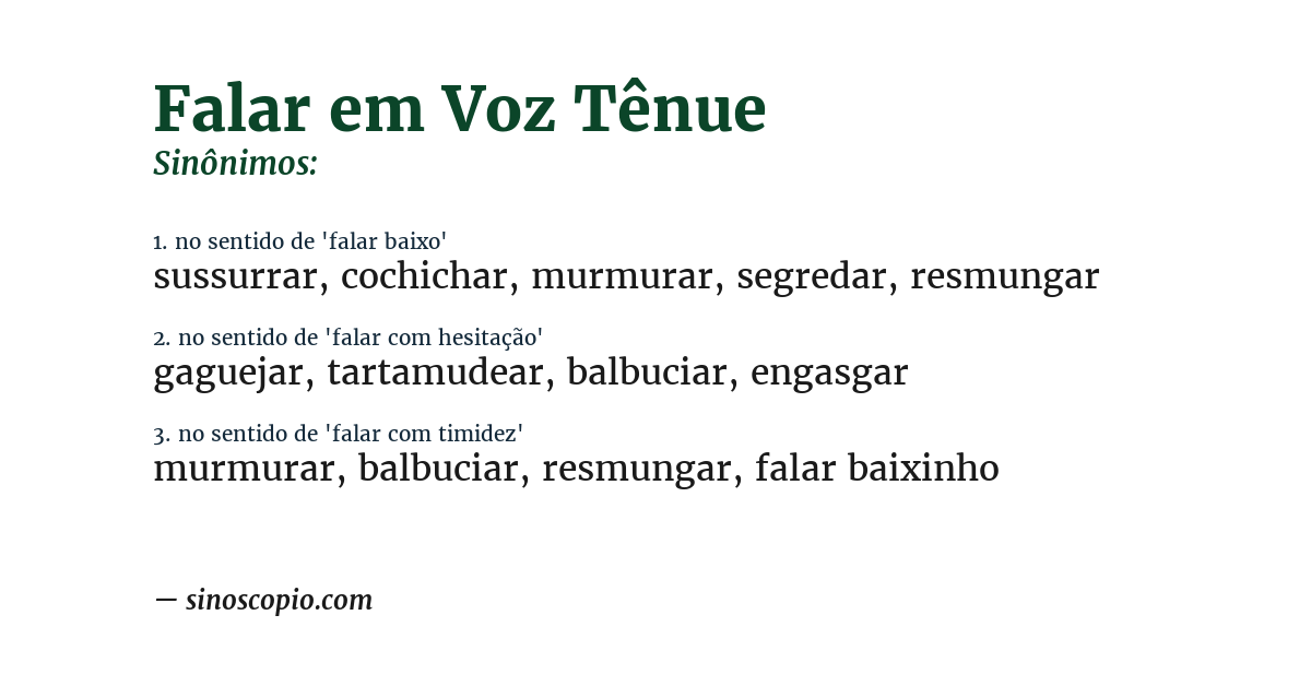 Sinônimo de falar em voz tênue