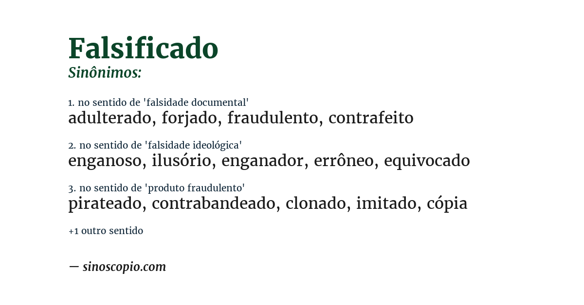 Sinônimo de falsificado