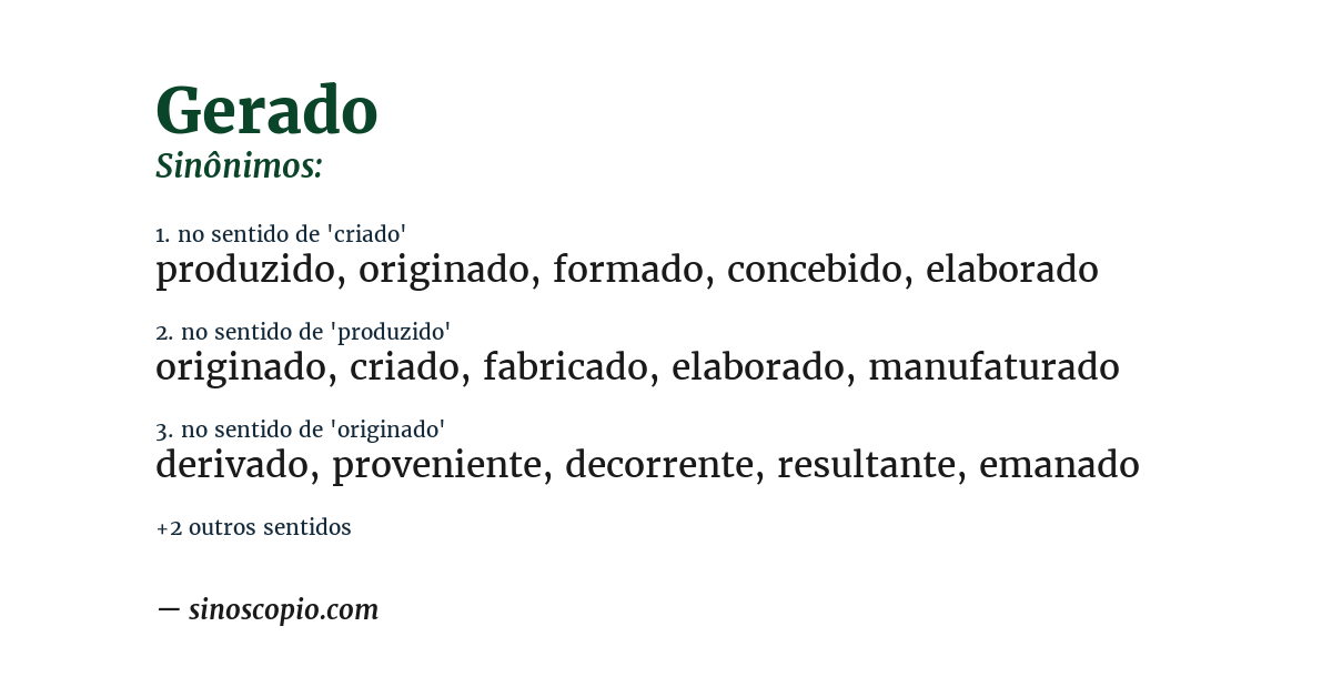 Sinônimo de gerado